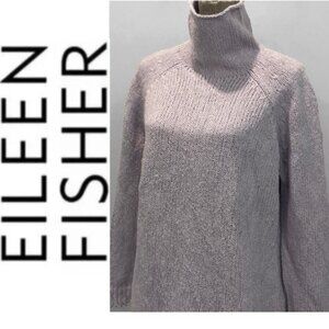 Eileen Fisher Lavender Turtleneck Knit Sweater Cozy Oversized Size Small